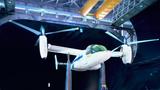 A test plane in a wind tunnel at NASA's Ames Research Center