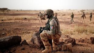 Troops from the Malian Armed Forces and French soldiers conduct a joint patrol during the regional anti-insurgent Operation Barkhane in Inaloglog, Mali, October 17, 2017. 