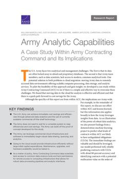 Cover: Army Analytic Capabilities