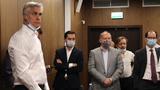 The verdict is announced in the embezzlement trial of U.S. investor Michael Calvey (L) at Meshchansky District Court, Moscow, Russia, August 5, 2021, video still by Moscow City Court/TASSTHIS via Reuters