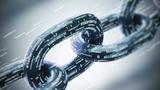 An illustration of chain links represented in binary code, photo by  denisismagilov / Adobe Stock