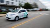 A self-driving car being developed by nuTonomy, a company creating software for autonomous vehicles, is guided down a street near their offices in Boston, Massachusetts, June 2, 2017