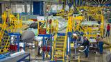 Lockheed Martin employees work on the F-35 Lightning II joint strike fighter production line in Fort Worth, Texas, December 24, 2012, photo by Defense Contract Management Agency