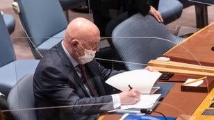 Russian Ambassador Vassily Nebenzia attends Security Council meeting convened at the request of the Russian Federation who accused Ukraine of developing biological weapons under the tutelage of the United States, at U.N. Headquarters in New York, March 11, 2022, photo by Lev Radin/Sipa USA/Reuters