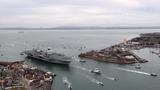 FEP, First Entry, First Entry Portsmouth, Home coming, Media Operations, Surface Ship, Aircraft Carrier, UK, Queen Elizabeth, Royal Navy, Ship, Carrier, CVF, Queen Elizabeth Class, QE Class, HMS Queen Elizabeth, R08, Portsmouth, Aerial, Defence, Defense, British, Military