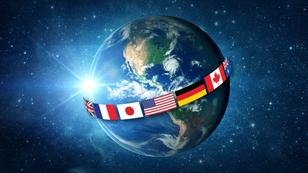 Planet Earth with U.S. and allies' flags around it, design by Rick Penn-Kraus/RAND from photos by Getty Images 