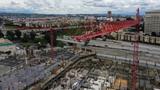 Construction cranes in Los Angeles, California, March 20, 2020, photo by Lucy Nicholson/Reuters
