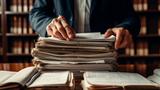 Lawyer holding a stack of legal documents Photo by Generative ART/Adobe Stock, Generated with AI