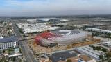 Aerial view of the Intuit Dome construction site with SoFi Stadium in the background in Inglewood, California, October 13, 2023, photo by Image of Sport/Reuters