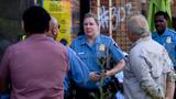 Interim Minneapolis Police Chief Huffman arrives at George Floyd Square for a Community Conversation on pubic safety, August 3, 2022, photo by Chad Davis