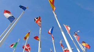european flags on poles