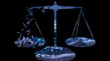 Data technology imagery in the shape of scales of justice, images by PashaIgnatov and Just_Super/Getty Images