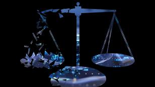 Data technology imagery in the shape of scales of justice, images by PashaIgnatov and Just_Super/Getty Images