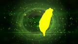 Taiwan map on a green digital background with yellow swirls and 1s and 0s, photo by Kreativorks/Getty Image