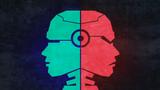 AI concept with red and green bot heads facing opposite directions, photo by wildpixel/Getty Images