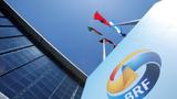 A Belt and Road Forum (BRF) logo is seen outside the China National Convention Center in Beijing, China, April 25, 2019, photo by Jason Lee/Reuters