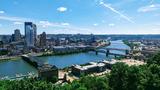 The Pittsburgh Skyline, looking East from the Upper Incline Scenic Overlook, June 28, 2022, photo by Masterpineapple421/CC BY-SA 4.0 DEED