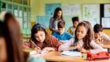 Older elementary school students working on a lesson in a classroom, photo by Drazen/Adobe Stock