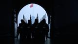 Soldiers prepare to change the flags at Tiananmen Square in Beijing, China, November 20, 2006, photo by Petra Wallner/imageBROKER.com GmbH & Co. KG/Alamy Stock Photo