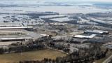 Ariel view of flooded Air Force installation, photo by Rachelle Blake/U.S. Air Force.