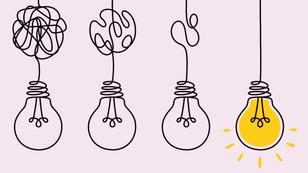 Illustration of tangled, scribbly wires to light bulbs, gradually appearing less tangled, photo by Foxy Fox /Adobe Stock