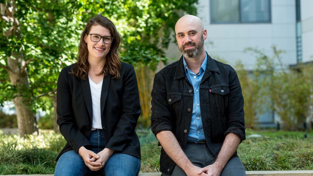 Deanna Lee and Evan Banks host RAND's weekly podcast, Policy Currents, photo by Diane Baldwin/RAND Corporation