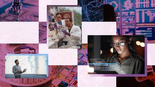 Collage of technology images and people working in biotech, national security, and related fields, photos by gorodenkoff, NWM, Jacob Wackerhausen, Artem Peretiatko, koto_feja, SweetBunFactory, sergunt, DoroO, Evgenii Kovalev, cookelma/Getty Images, National Cancer Institute/Unsplash. Design by Kekeli Sumah/RAND.