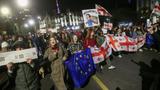 Supporters of Georgia's opposition parties hold a rally to protest against the result of the parliamentary election won by the ruling Georgian Dream party, in Tbilisi, Georgia, November 4, 2024, photo by Irakli Gedenidze/Reuters