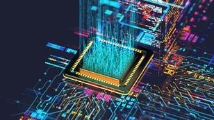 Digital background and a CPU with light shining out of it, photo by MF3d/Getty Images