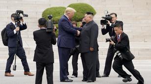  U.S. President Donald Trump meets with North Korean leader Kim Jong-un at the demilitarized zone in Panmunjom, South Korea, June 30, 2019, photo by Kevin Lamarque/Reuters