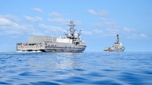 The unmanned surface vessel Ranger trails the Arleigh Burke-class guided-missile destroyer USS Shoup (DDG 86) during a Pacific Fleet exercise on September 15, 2023, photo by MC2 Jesse Monford/U.S. Navy