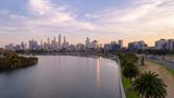 Sunrise view of the Yarra River and skyscrapers in Melbourne, Victoria, Australia, photo by Visionate Australia/Getty Images