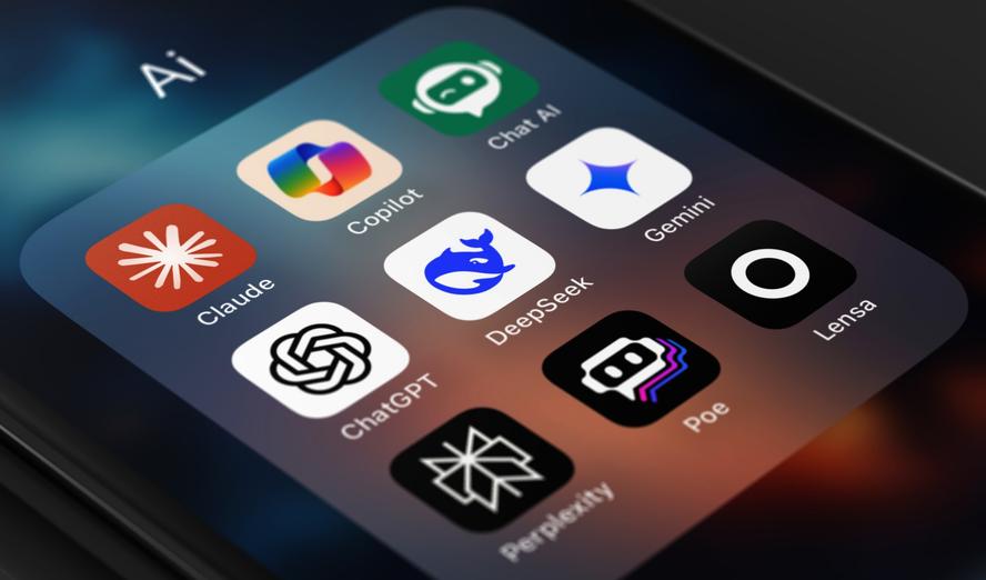 A smart phone displaying icons of AI apps, photo by lixu/Getty Images