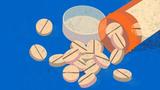 A prescription bottle with tablets spilling out of it, illustration by Antonio Rodriguez/Adobe Stock