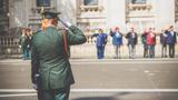 Military veterans salute at a military parade in London, England, July 16, 2016 , photo by Wenbin/Getty Images