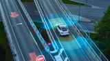 Aerial view of autonomous vehicle, with graphics, photo by gorodenkoff'Getty Images 