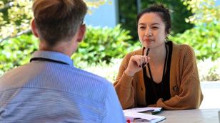 Students meet in the RAND courtyard, photo by Diane Baldwin/RAND