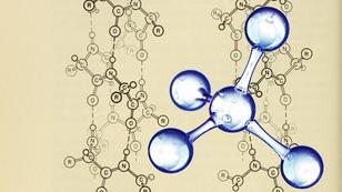 Detail from Currents in Biochemical Research, 1956, with molecule, Photo by Internet Archive/BlackJack3d