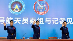 Astronauts Ye Guangfu, Li Cong, and Li Guangsu, who have returned to Earth following their Shenzhou-18 mission to China's Tiangong space station, wave at a press conference in Beijing, China, January 8, 2025, photo by China Daily via Reuters