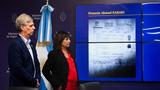 Argentina's Secretary of State Intelligence Sergio Neiffert and Security Minister Patricia Bullrich present a document, following an operation in coordination with other countries, on the identity of Hezbollah's chief of operations in Latin America, in Buenos Aires, Argentina, October 25, 2024, photo by Mariana Nedelcu/Reuters
