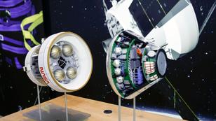 Models of the Orion European Service Module 1 and Orion Crew Module at a press conference for the Artemis I lunar mission in Cologne, Germany, September 3, 2023, photo by IMAGO/Robert Schmiegelt/Reuters