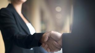 Two professionals shaking hands 