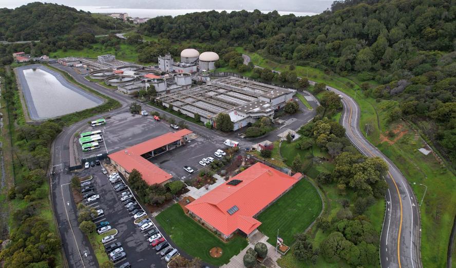 The Central Marin Sanitation Agency facility, where wastewater samples are collected for testing, in San Rafael, California, March 29, 2023, photo by Nathan Frandino/Reuters