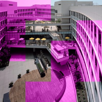 Aerial view of the RAND Santa Monica headquarters
