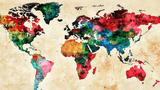 Multi-color map with brown background, photo by kromkrathog/Adobe Stock